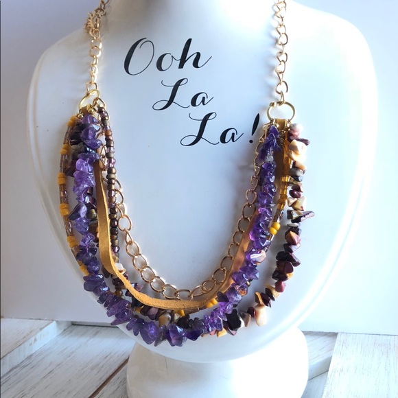 Handmade Jewelry - Multi Strand Gemstone Statement Necklace